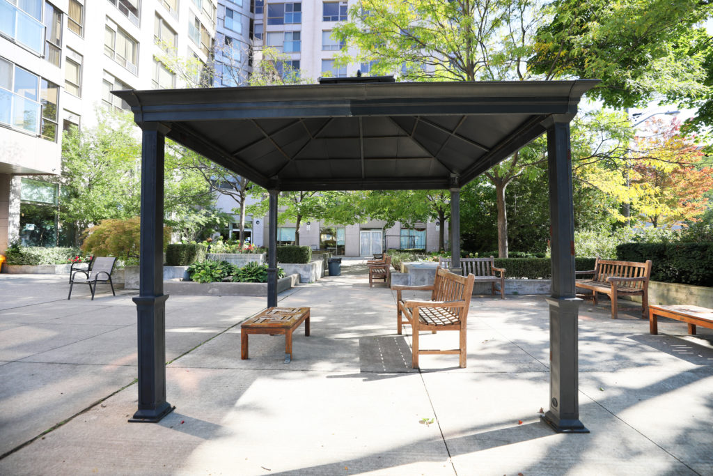 pergola in courtyard